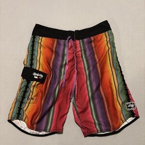 Billabong Hecho De Billabong Swim Trunks Boardshorts 34 35x11 Multicolor Stripes